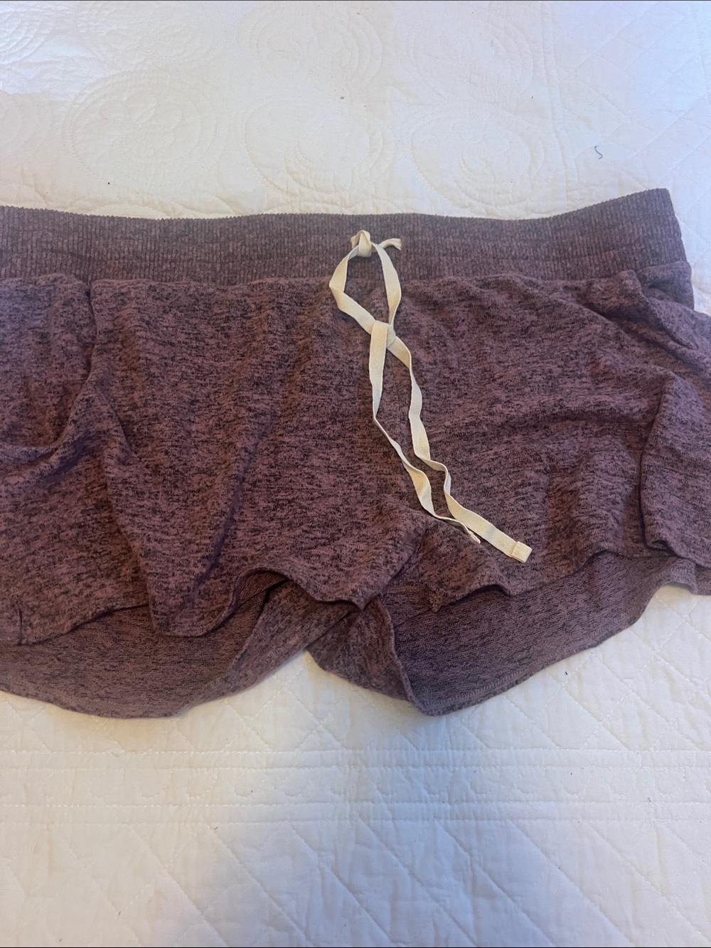 Express Heather Mauve Lounge Shorts with Cream Drawstring